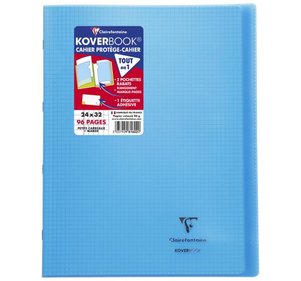 Cahier piqué Koverbook 24x32 cm 5/5 + marge 96p - Clairefontaine