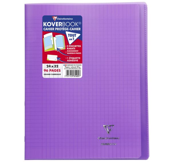 Cahier piqué Koverbook 24x32 cm Seyès 96p - Clairefontaine