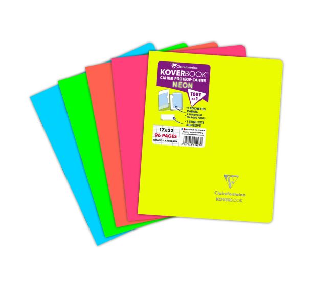 Cahier piqué Koverbook Neon 17x22cm - Clairefontaine