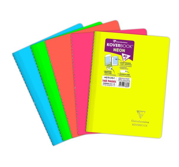 Cahier reliure intégrale Koverbook Neon A4 160p - Clairefontaine