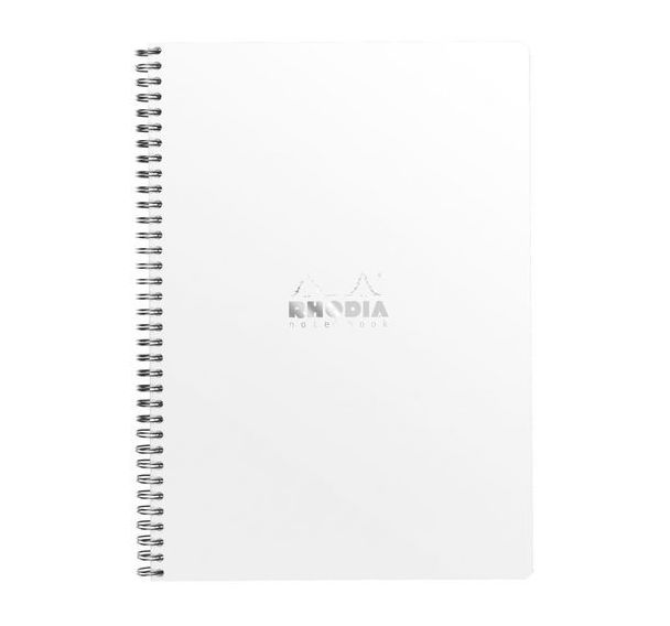 Cahier reliure intégrale ligné + marge et cadre en-tête - Rhodia