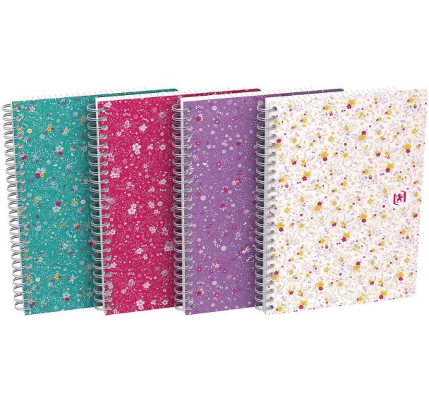 Cahiers flowers spirale 148x210 120 pages + marge - Lot de 5 - Oxford