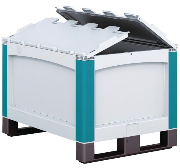 Caisse-palette SL86 - Parois pleines - Sur semelles - Couvercle rabattable 2 pans