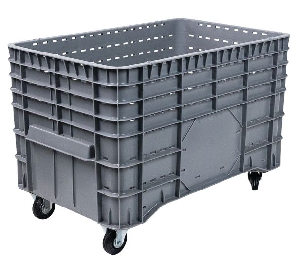 Caisse-palette empilable - Parois ajourées - Sur roues - Manutan