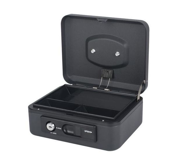 Caisse à monnaie 20 cm - ouverture automatique - noire