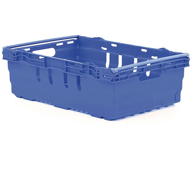 Caisse ajourée empilable sur barres 600 x 400 x 199 mm - 35 L - bleu