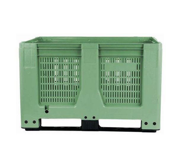 Caisse palette ajourée 3 semelles 1200x1000x760 mm vert