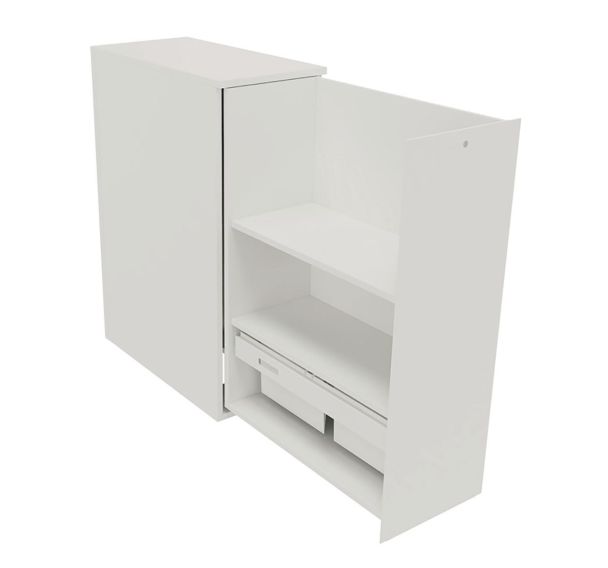 Caisson blanc à ouverture latérale droite - Hauteur 115 cm - Tiroirs fixes + 1 télescopique