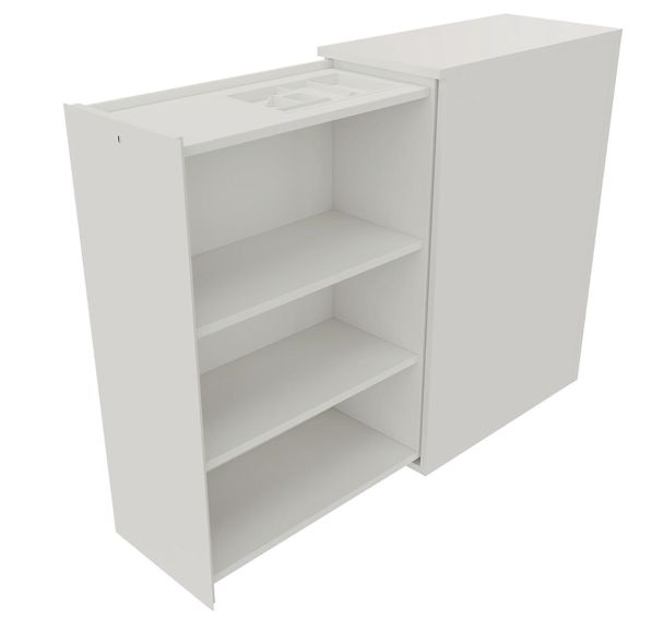 Caisson blanc à ouverture latérale gauche - Hauteur 115 cm - Tiroirs fixes