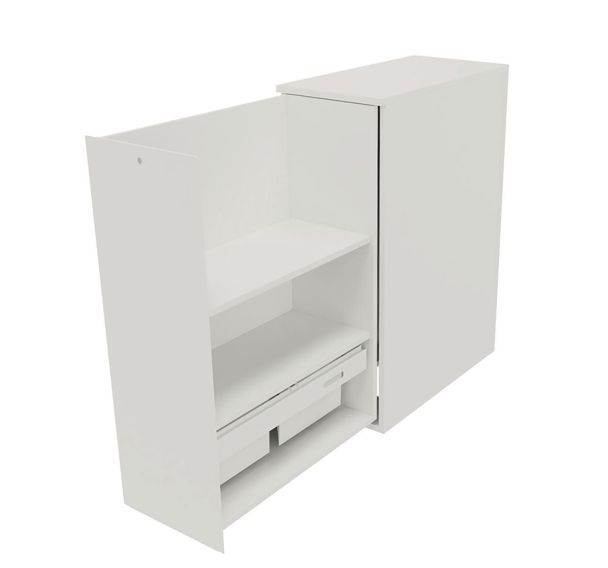 Caisson blanc à ouverture latérale gauche - Hauteur 115 cm - Tiroirs fixes + 1 téléscopique