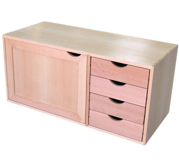 Caisson bois pour établi - 1 porte 4 tiroirs Etablis Francois