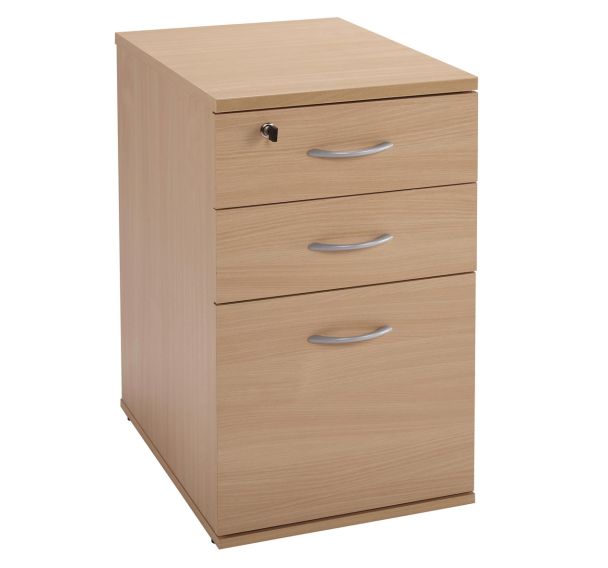 Caisson hauteur bureau Alpha 3 tiroirs coloris Hêtre