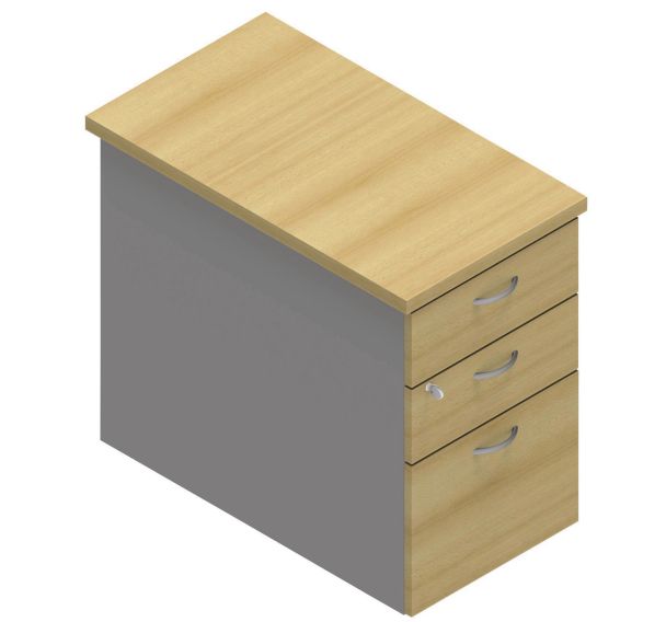 Caisson hauteur bureau Dalia/Clap profondeur 80 cm coloris hêtre/aluminium