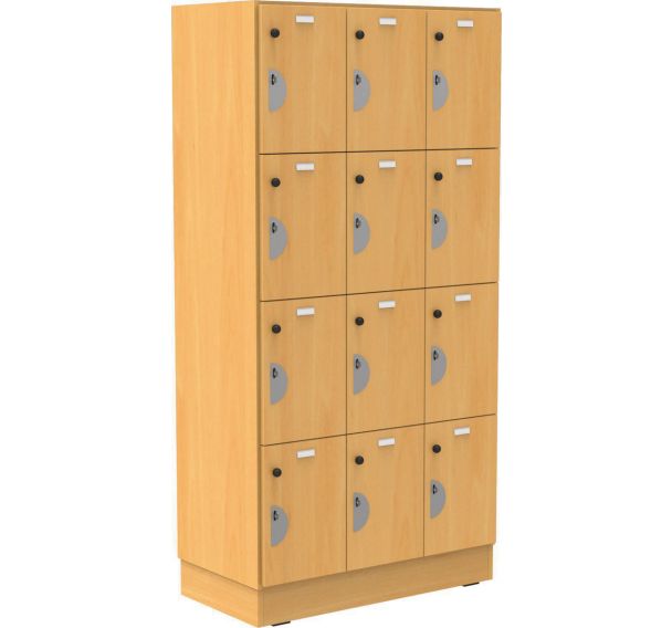 Caisson meuble Octet 12 cases hêtre 90x180cm porte à moraillon socle panneau 90