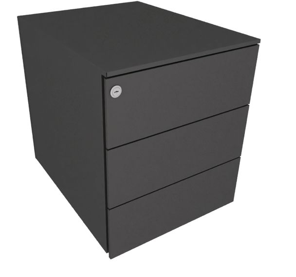 Caisson mobile 3 tiroirs L42xP53,3xH50,5 cm gris anthracite