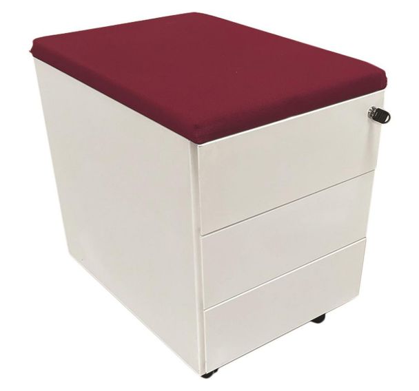 Caisson reconditionné 3 tiroirs avec coussin fushia