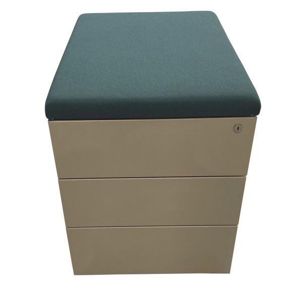 Caisson reconditionné 3 tiroirs avec coussin vert