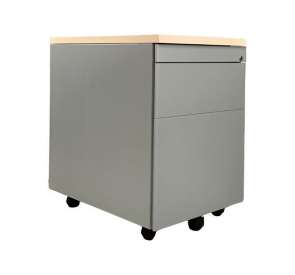 Caisson reconditionné mobile - 2 tiroirs - Gris et bois