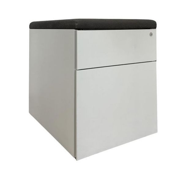 Caisson reconditionné mobile gris - 2 tiroirs - Coussin noir