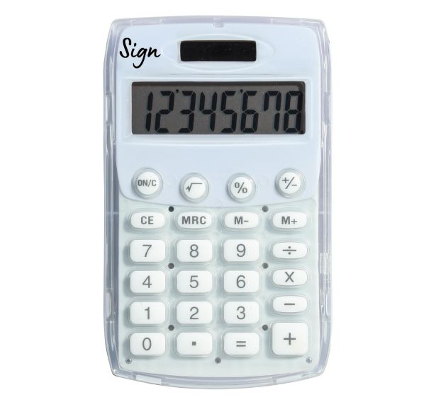 Calculatrice de poche scolaire 8 chiffres blanche