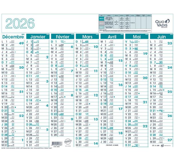 Calendrier banque fr - 27x21cm