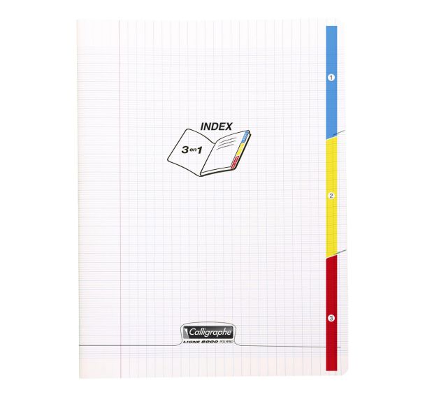 Calligraphe 3 index Cahier piqué incolore 17x22cm 96p séyès 90g - Lot de 10