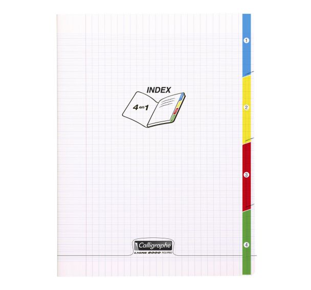 Calligraphe 4 index Cahier piqué incolore 24x32cm 140p séyès 90g - Lot de 5