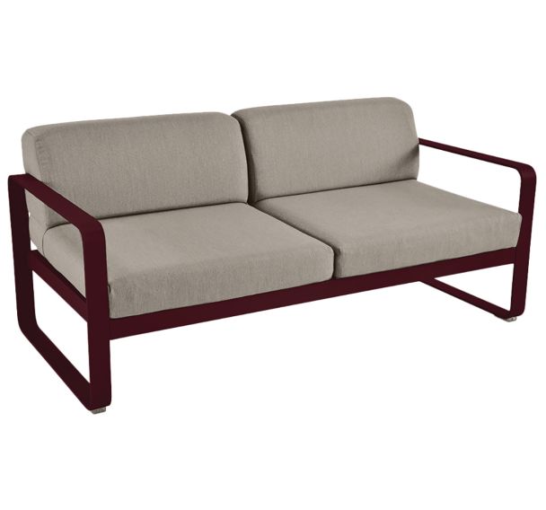 Canapé 2 places Bellevie cerise noire - taupe grisé