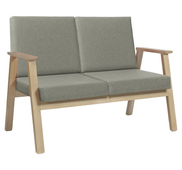 Canapé 2 places Cadéo hêtre naturel tissu polyester Sunset Creation