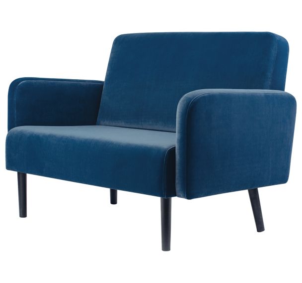 Canape 2 places Lisoa pied noir revêtement velours polyester Paperflow
