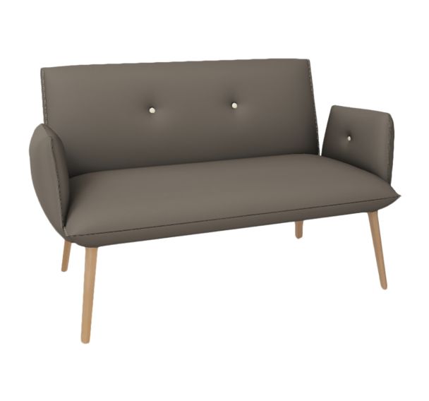 Canapé 2 places avec accoudoirs et boutons Soda tissu Aquaclean Daytona Mobitec