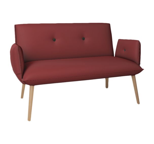 Canapé 2 places avec accoudoirs et boutons Soda tissu enduit vinyl Valencia Mobitec