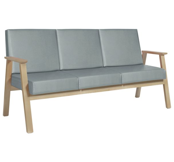 Canapé 3 places Cadéo hêtre naturel tissu enduit PVC Sunset Creation