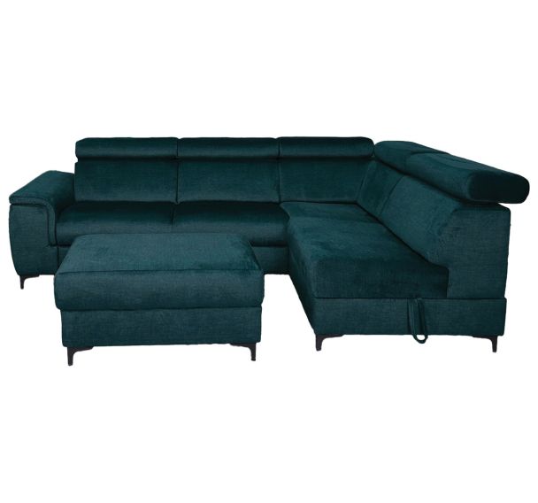 Canapé Eliot angle à droite + pouf velours non feu - MMP