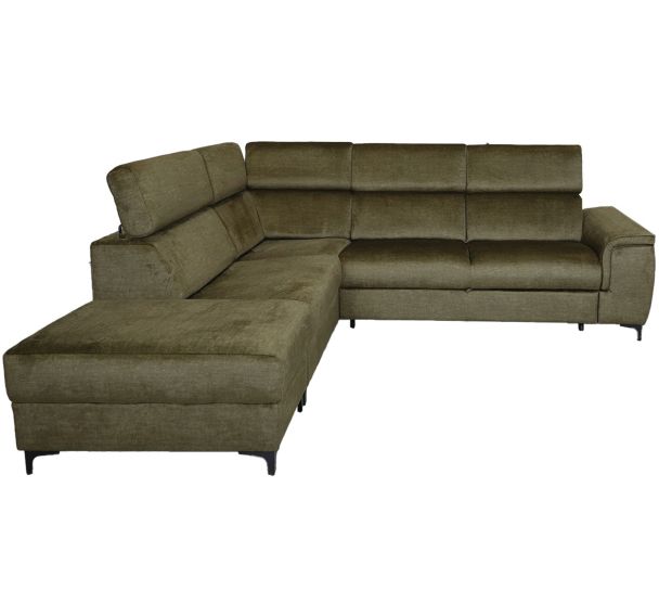 Canapé Eliot angle à gauche + pouf velours non feu - MMP