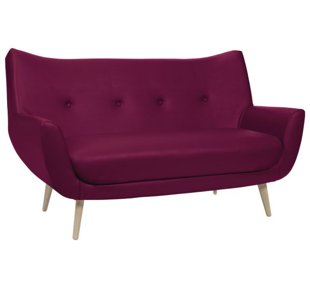 Canapé Luzy 2 places pieds bois tissu enduit PVC M1 GGI