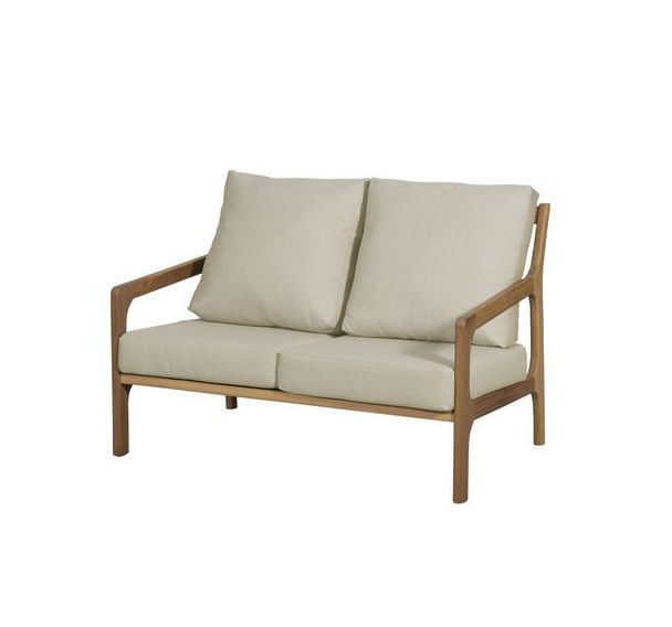 Canapé St Malo 2 places - assise dossier et piètement Iroko + coussin