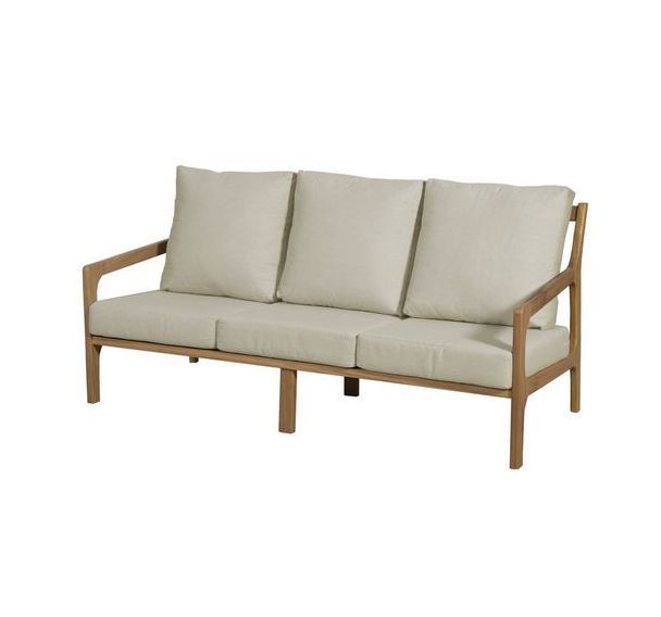 Canapé St Malo 3 places - assise dossier et piètement Iroko + coussin