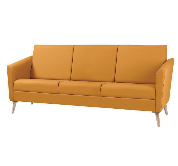 Canapé Wind 3 places pieds bois dos haut Tissu polyester M1 Safran