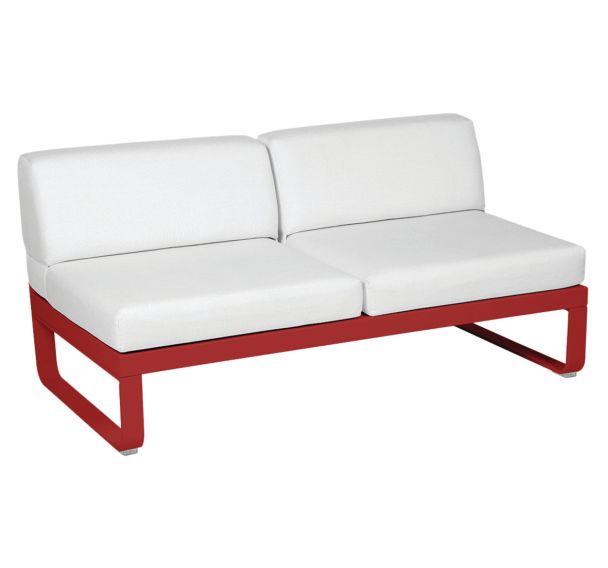 Canapé central 2 places Bellevie coussins blanc grisé Fermob