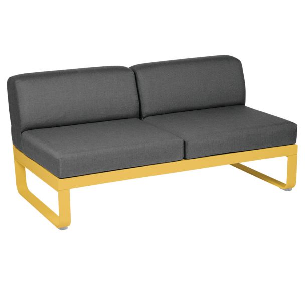Canapé central 2 places Bellevie coussins gris graphite Fermob