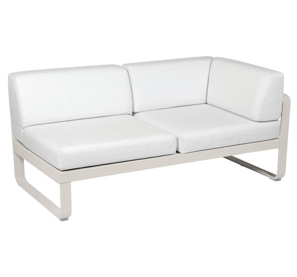 Canapé d'angle droit 2 places Bellevie coussins blanc grisé Fermob