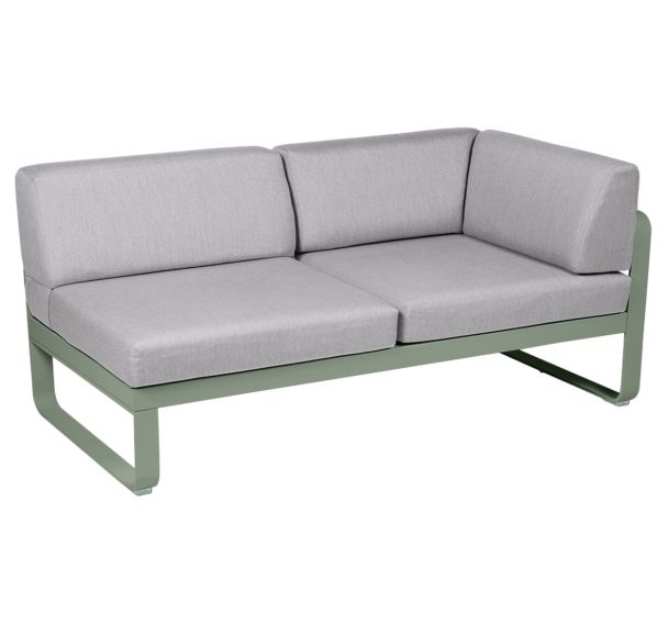 Canapé d'angle droit 2 places Bellevie coussins gris flanelle Fermob