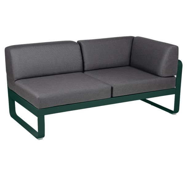 Canapé d'angle droit 2 places Bellevie coussins gris graphite Fermob