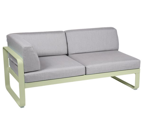 Canapé d'angle gauche 2 places Bellevie coussins gris flanelle Fermob