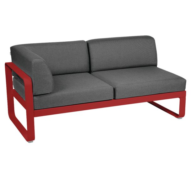 Canapé d'angle gauche 2 places Bellevie coussinss gris graphite Fermob