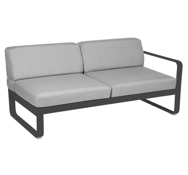 Canapé droit 2 places Bellevie coussins gris flanelle Fermob