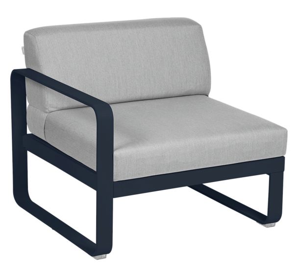 Canapé gauche 1 place Bellevie coussins gris flanelle Fermob