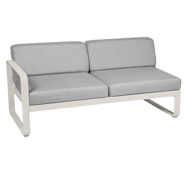 Canapé gauche 2 places Bellevie coussins gris flanelle Fermob