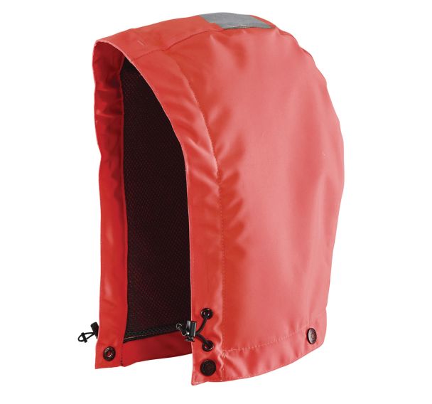 Capuche haute visibilité fluorescente rouge, doublure Airmesh
